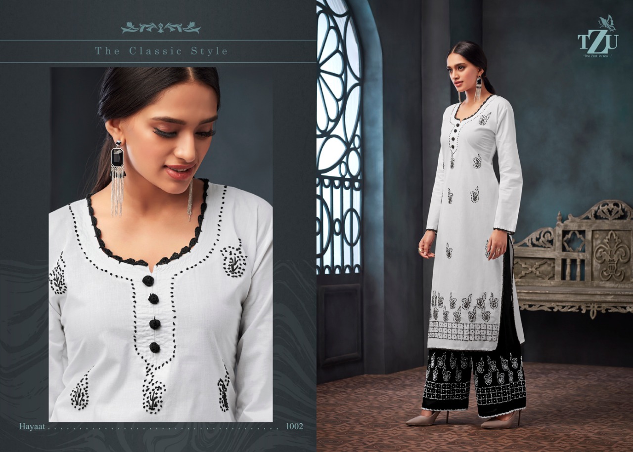 tzu hayaat cotton attractive kurti with plazzo catalog