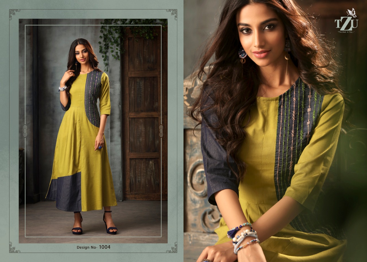 tzu sangini cotton linen innovative style kurti catalog