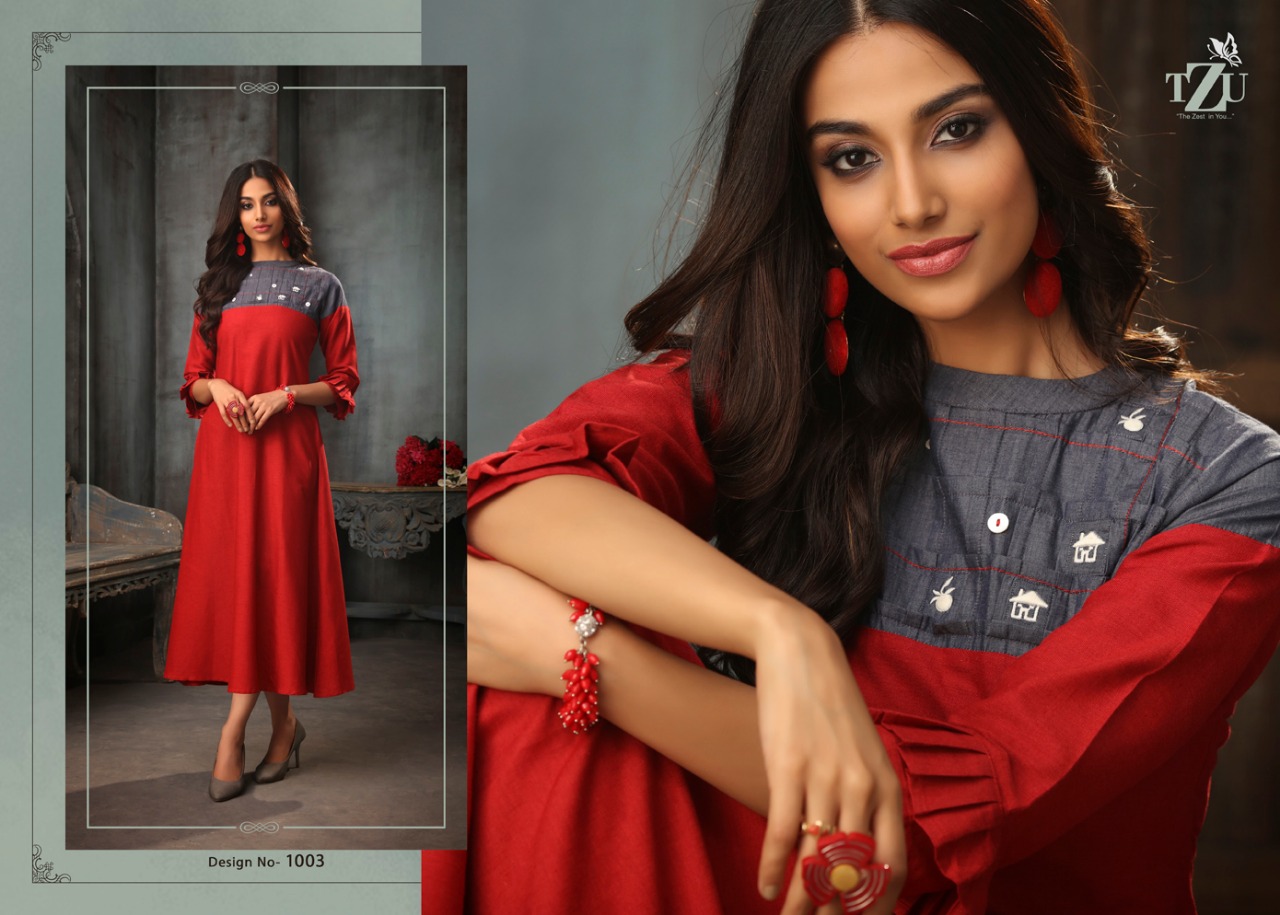 tzu sangini cotton linen innovative style kurti catalog