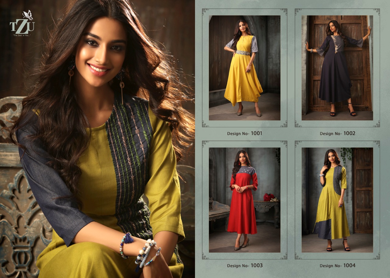 tzu sangini cotton linen innovative style kurti catalog