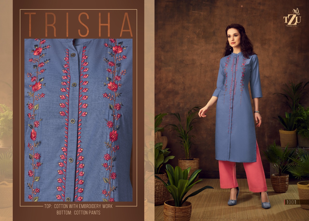 tzu trisha heavy cotton catchy look kurti with bottom catalog