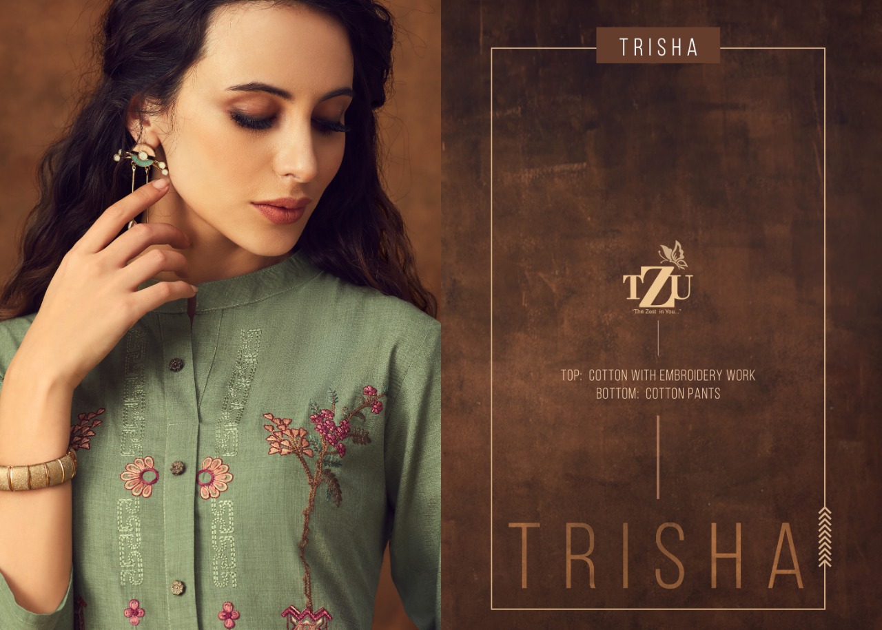 tzu trisha heavy cotton catchy look kurti with bottom catalog