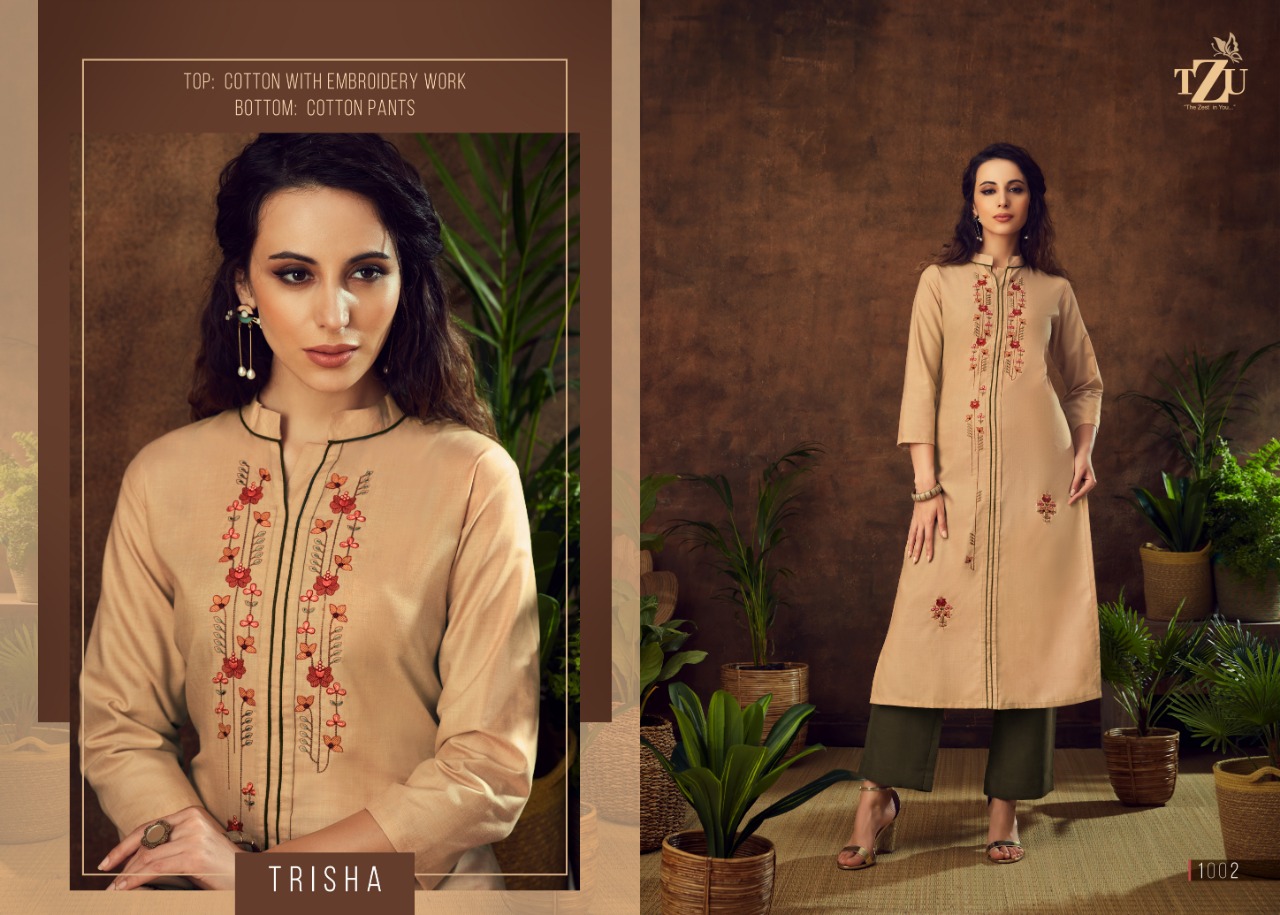 tzu trisha heavy cotton catchy look kurti with bottom catalog