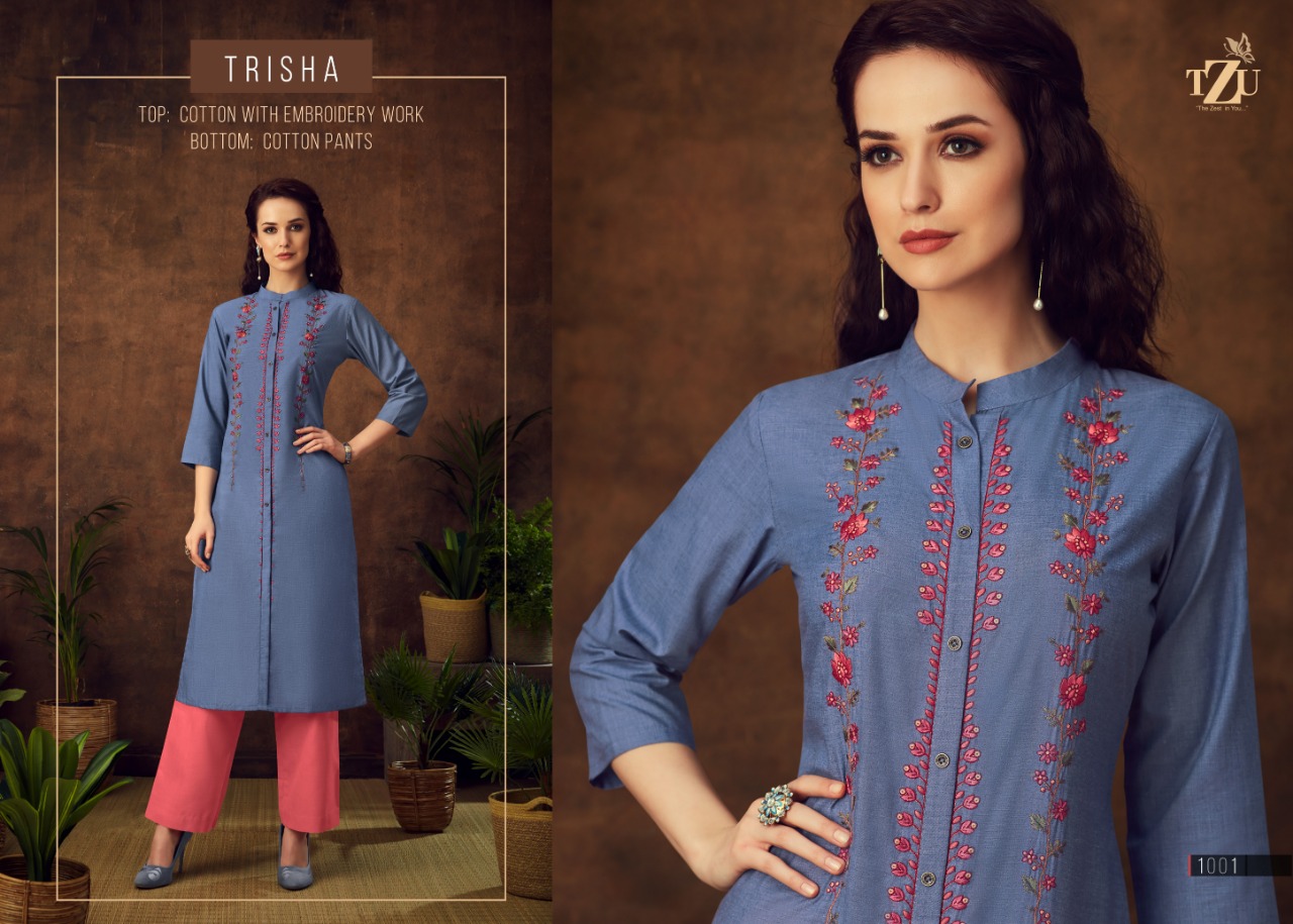 tzu trisha heavy cotton catchy look kurti with bottom catalog