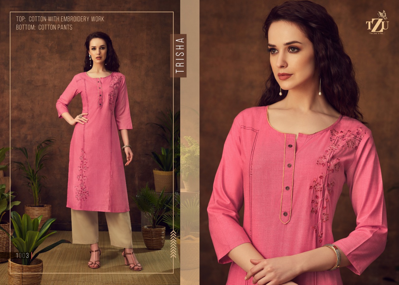 tzu trisha heavy cotton catchy look kurti with bottom catalog