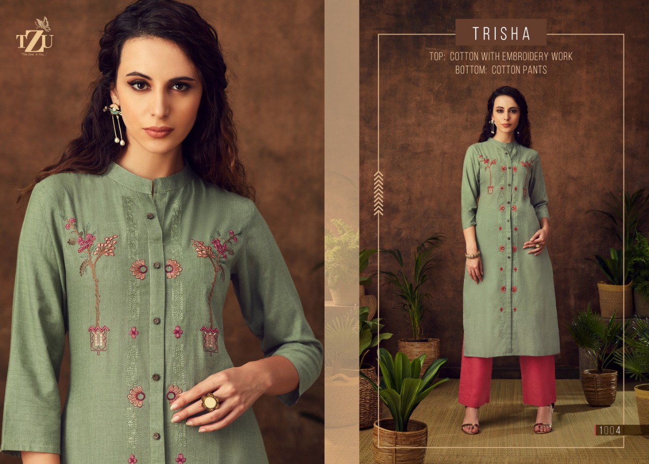 tzu trisha heavy cotton catchy look kurti with bottom catalog