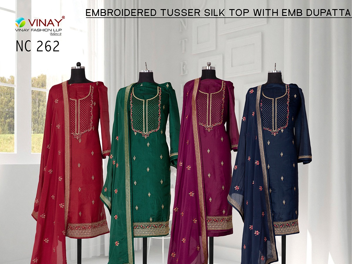 vinay fashion nc 262 tusser silk exclusive look salwar suit with dupatta colour set