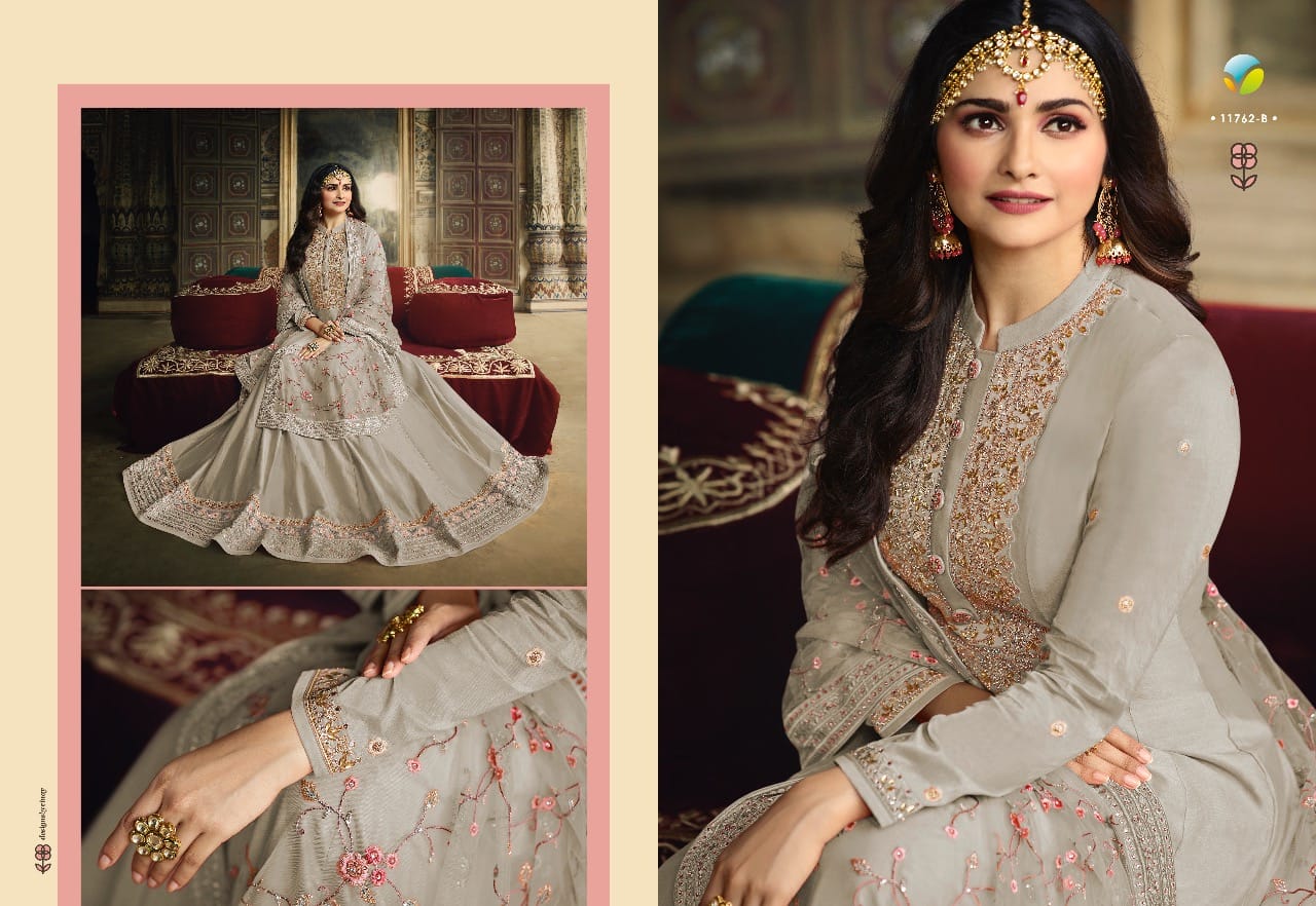 vinay fashion rang mahal colour plus 5 dola silk astonishing look sharara style salwar suit catalog