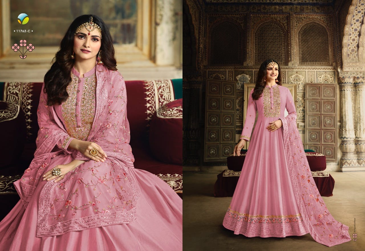 vinay fashion rang mahal colour plus 5 dola silk astonishing look sharara style salwar suit catalog