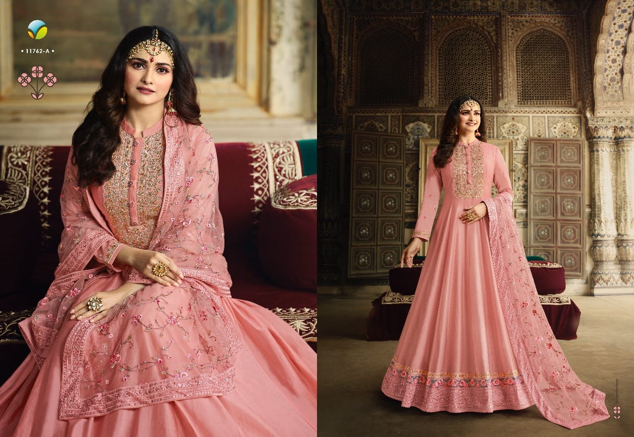 vinay fashion rang mahal colour plus 5 dola silk astonishing look sharara style salwar suit catalog