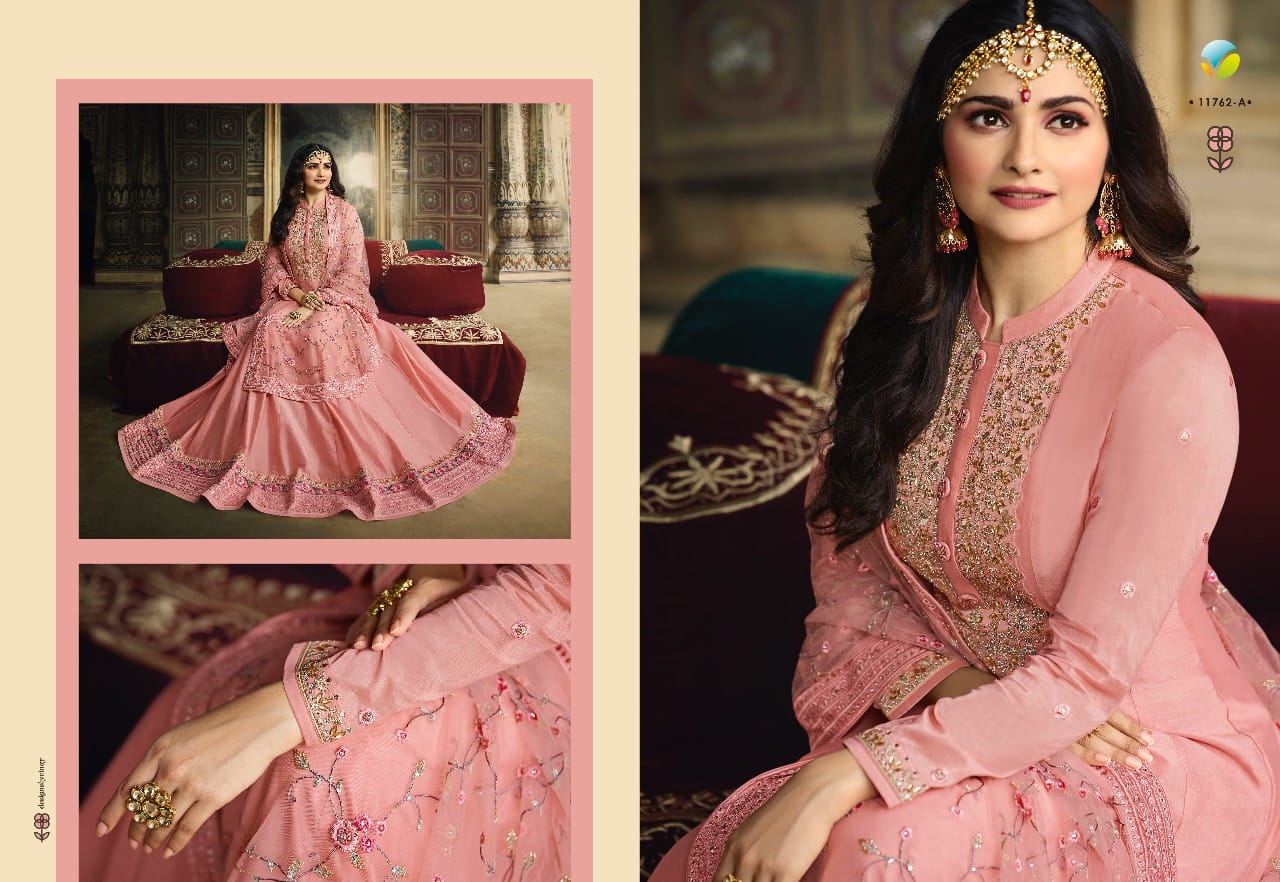 vinay fashion rang mahal colour plus 5 dola silk astonishing look sharara style salwar suit catalog