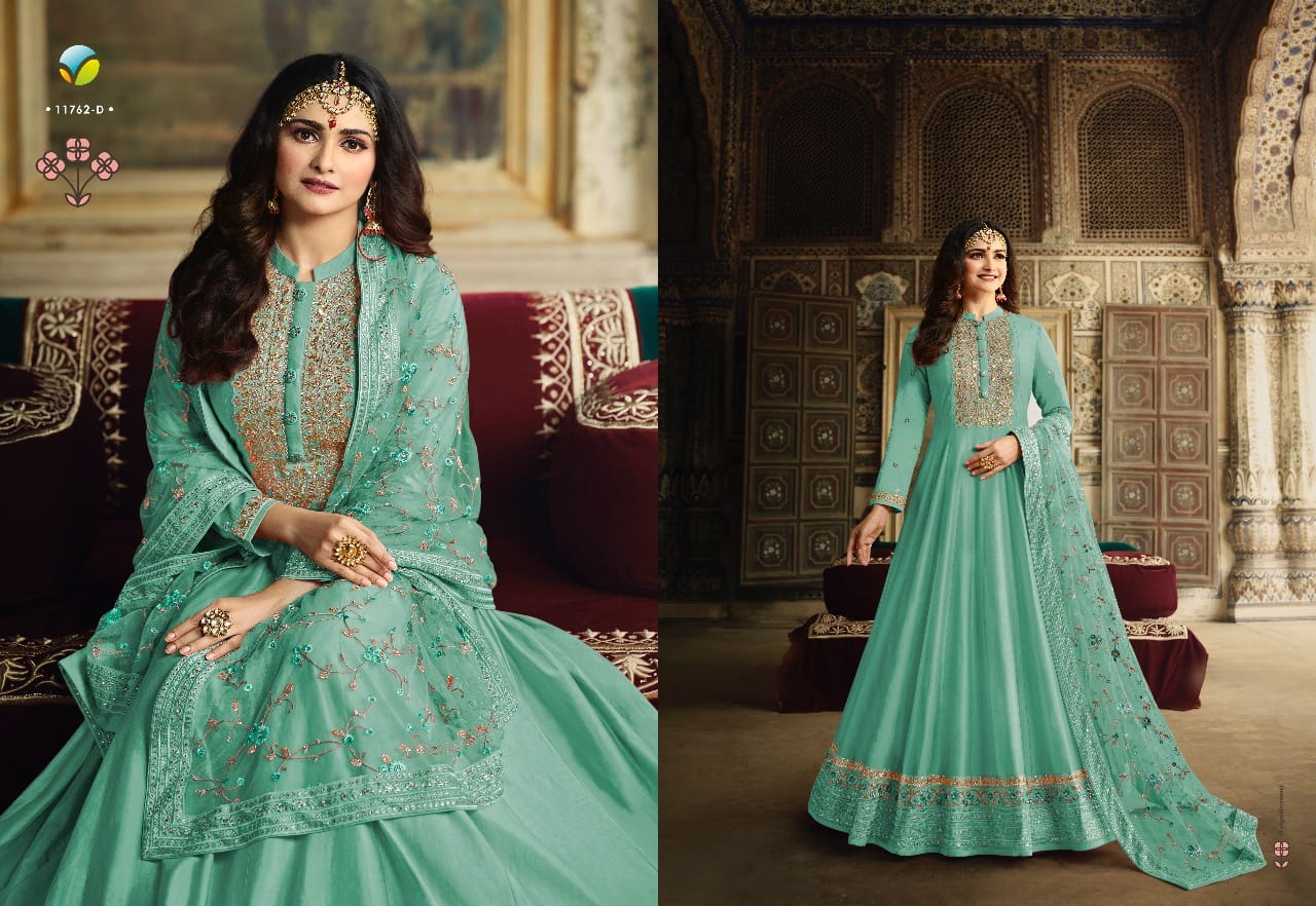 vinay fashion rang mahal colour plus 5 dola silk astonishing look sharara style salwar suit catalog