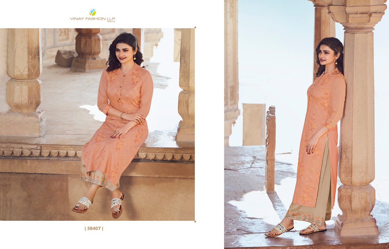 vinay fashion tumbaa wink 2 kora silk attrective look kurti with plazzo catalog