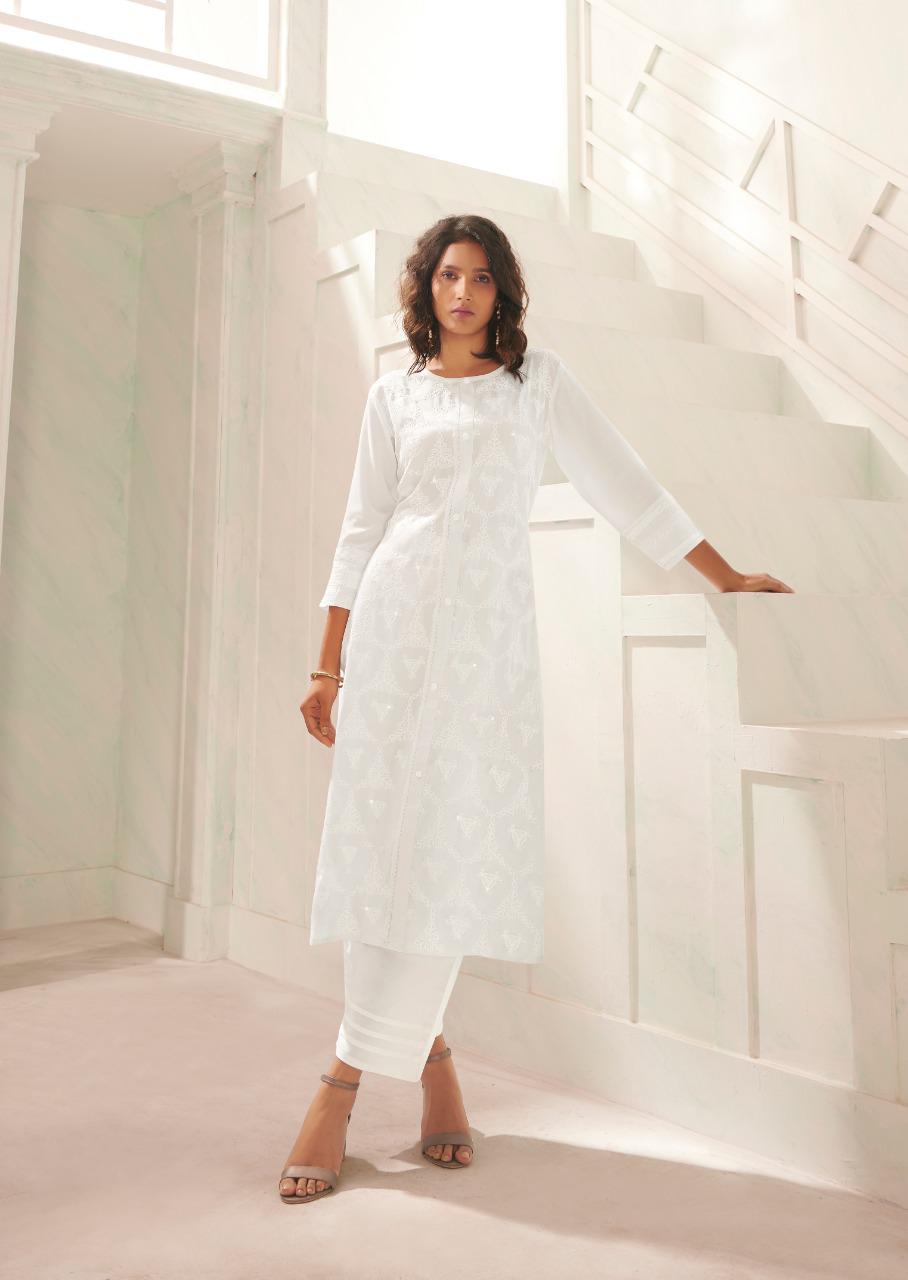 vink lucknowi vol 4 rayon exclusive lucknowi work kurta with pant catalog