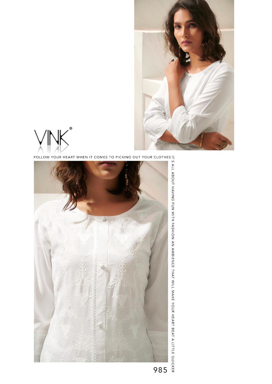 vink lucknowi vol 4 rayon exclusive lucknowi work kurta with pant catalog