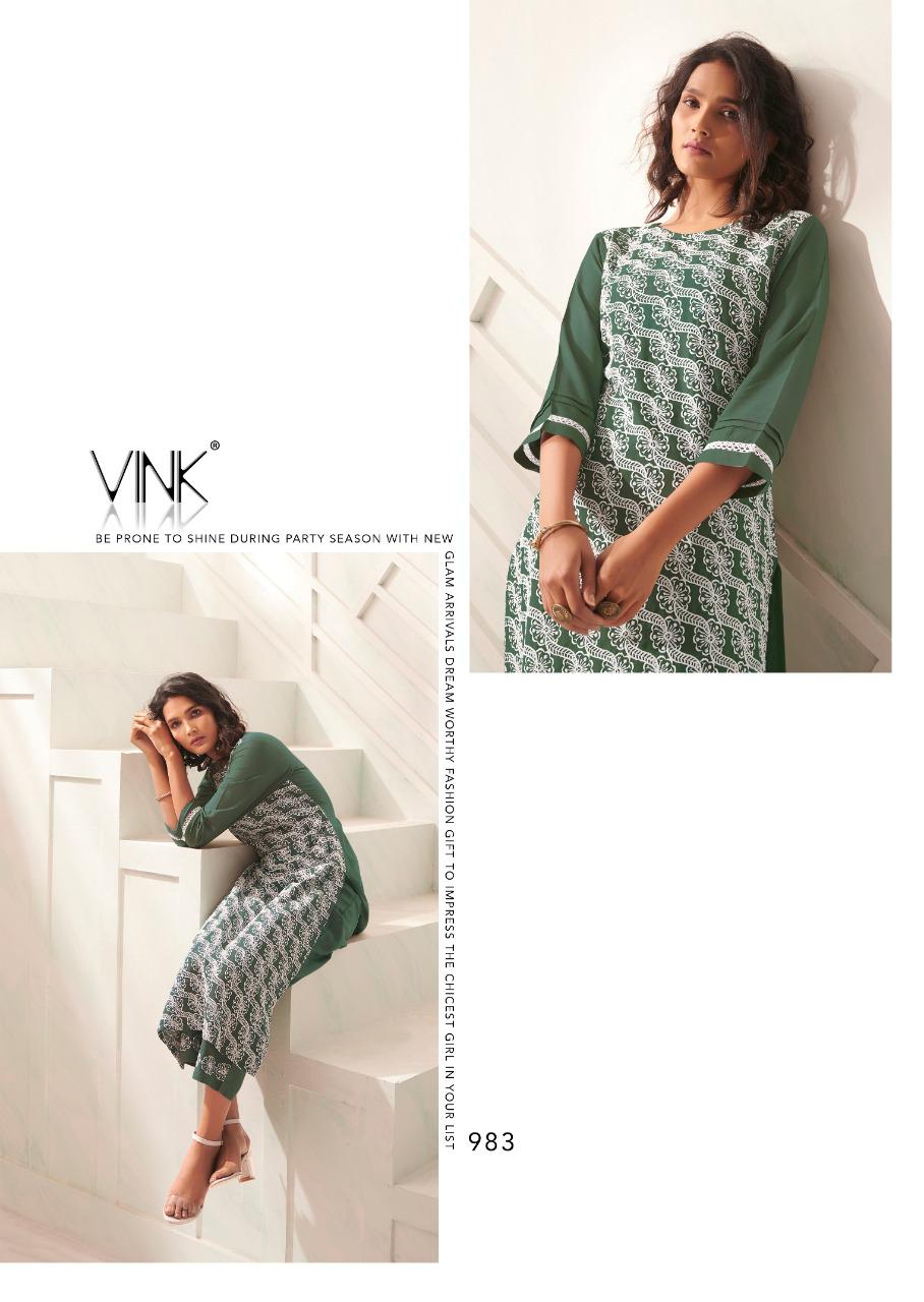 vink lucknowi vol 4 rayon exclusive lucknowi work kurta with pant catalog