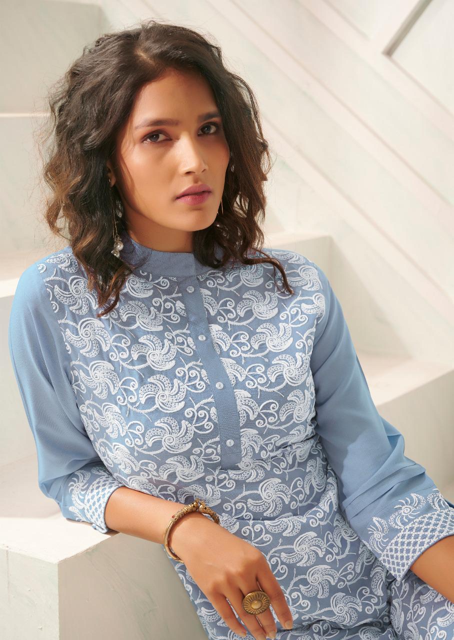 vink lucknowi vol 4 rayon exclusive lucknowi work kurta with pant catalog