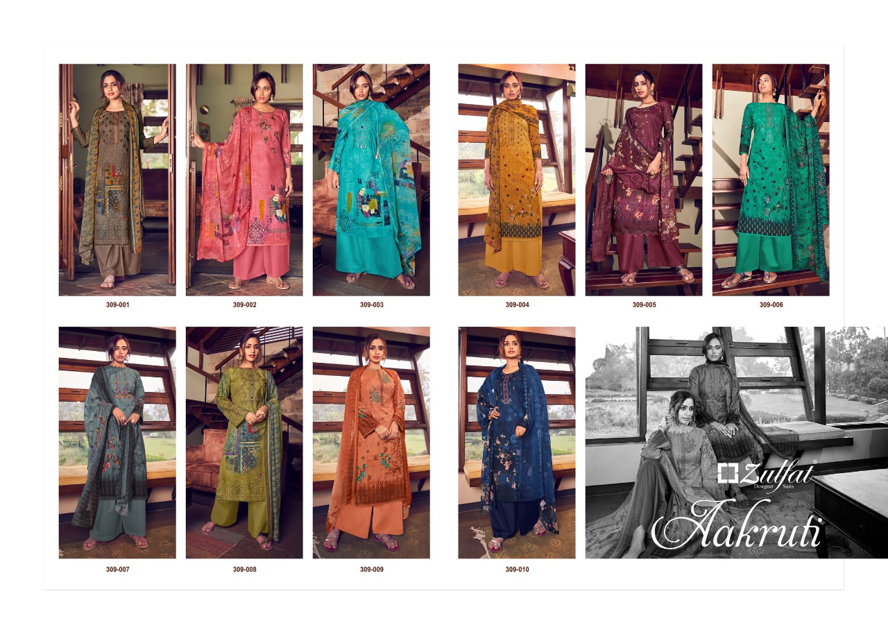 zulfat designer aakruti cotton authentic fabric salwar suit catalog