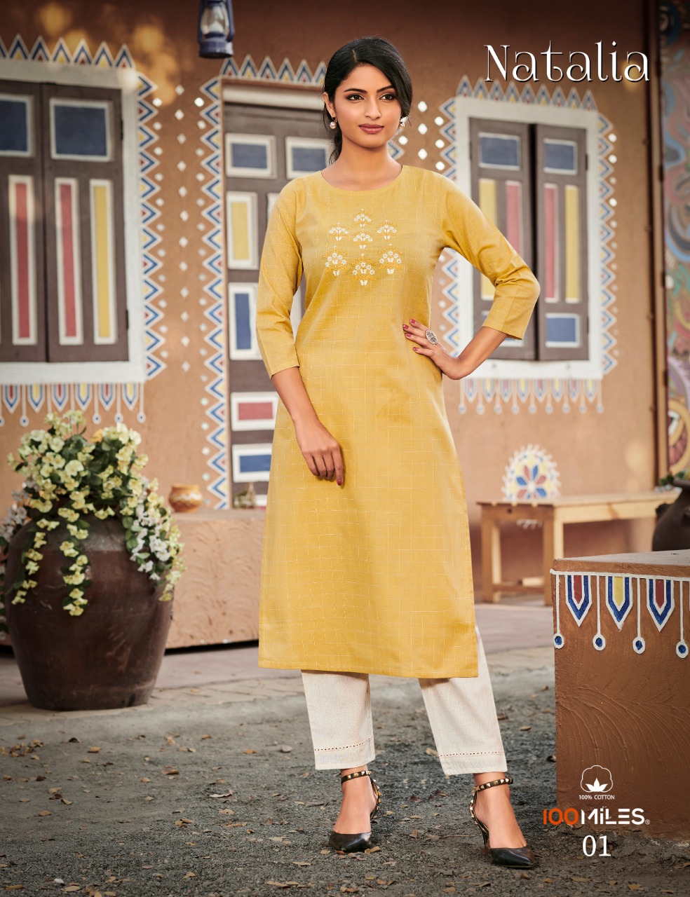 100 miles natalia cotton gorgeous look kurti catalog