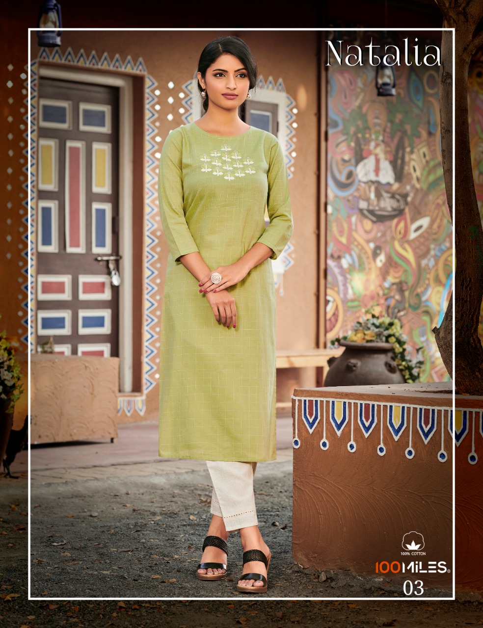 100 miles natalia cotton gorgeous look kurti catalog