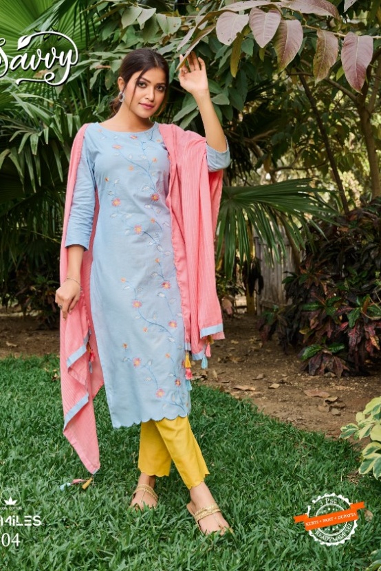 100 miles savvy cotton regal look kurti with pants and dupatta catalog