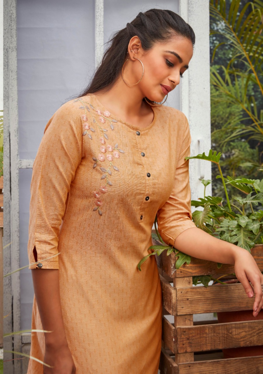 7 pearls orchid cotton authentic fabric kurti with pant catalog