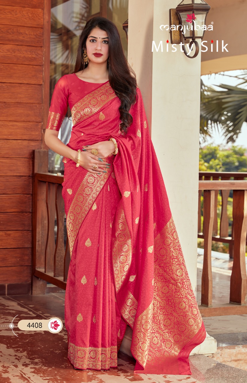 manjubaa clothing misty silk series 4401 to 4410 elegant saree catalog