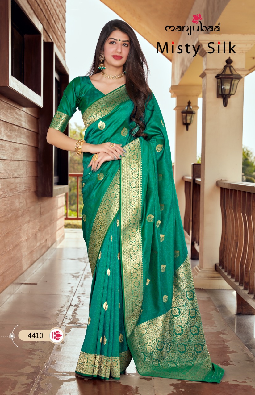 manjubaa clothing misty silk series 4401 to 4410 elegant saree catalog