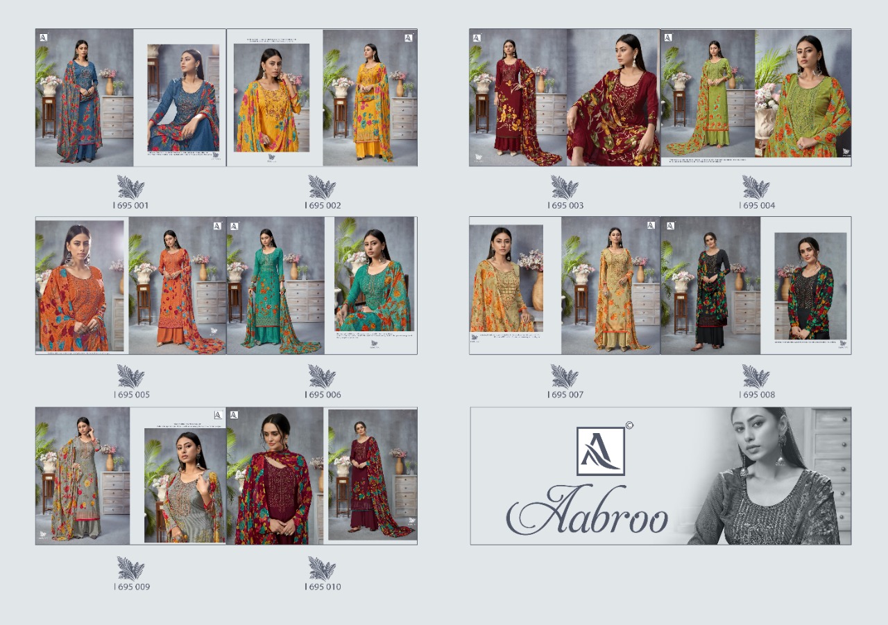 alok suit aabroo french exclusive digital print salwar suit catalog