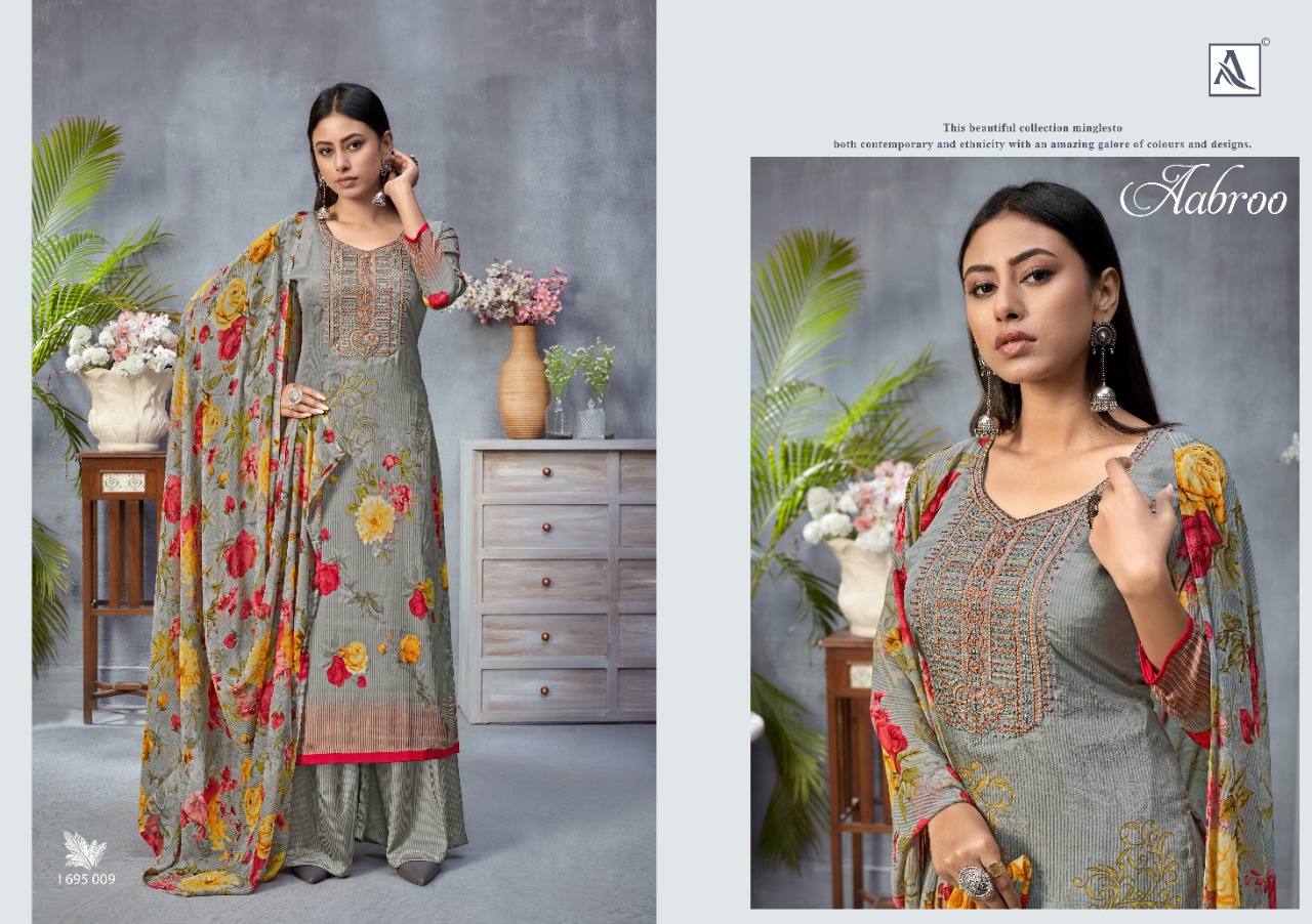 alok suit aabroo french exclusive digital print salwar suit catalog