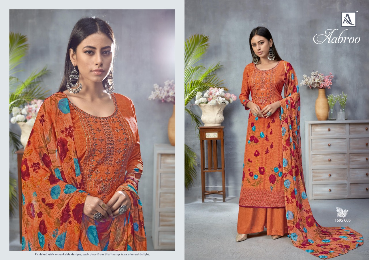 alok suit aabroo french exclusive digital print salwar suit catalog