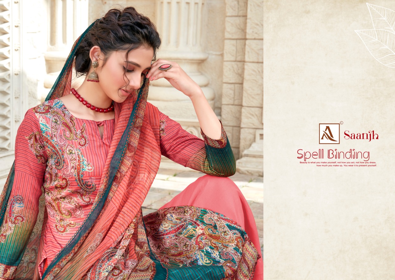 alok suit saanjh cotton exclusive print slwar suit catalog