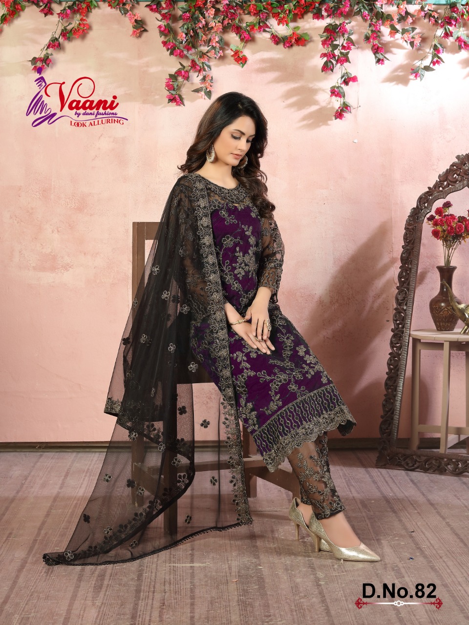 dani vaani vol 8 d no 82 net gorgeous look salwar suit single