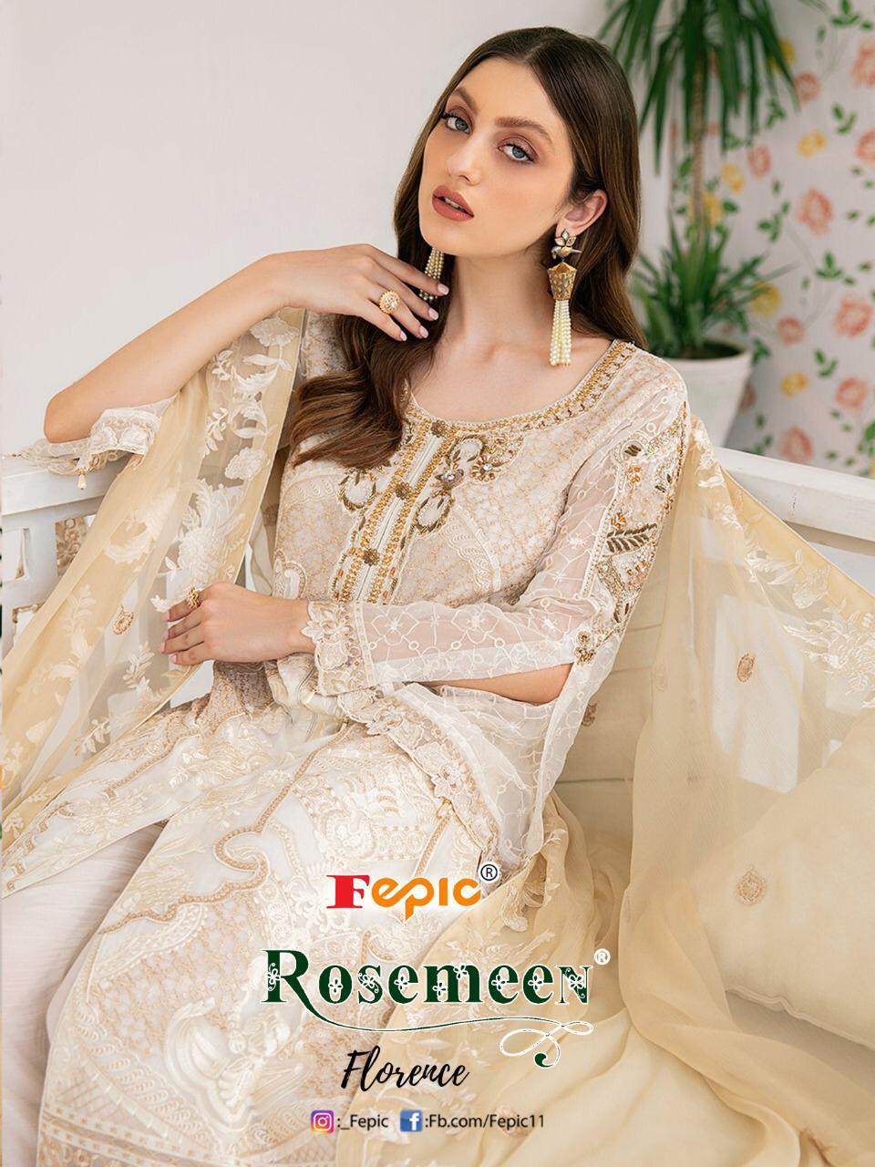 fepic rosemeen florence georgette regal look salwar suit catalog