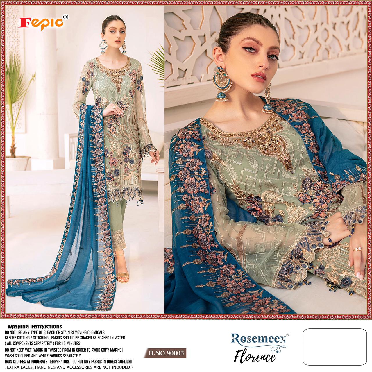 fepic rosemeen florence georgette regal look salwar suit catalog