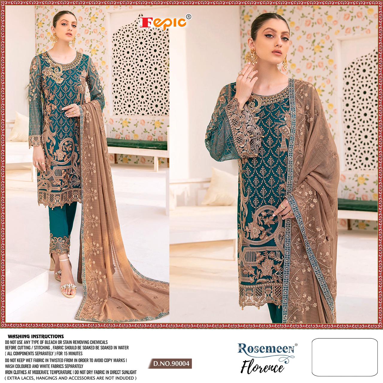 fepic rosemeen florence georgette regal look salwar suit catalog