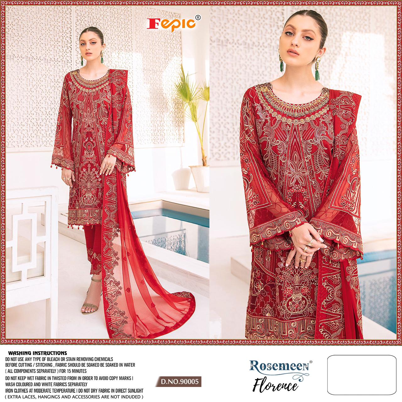 fepic rosemeen florence georgette regal look salwar suit catalog