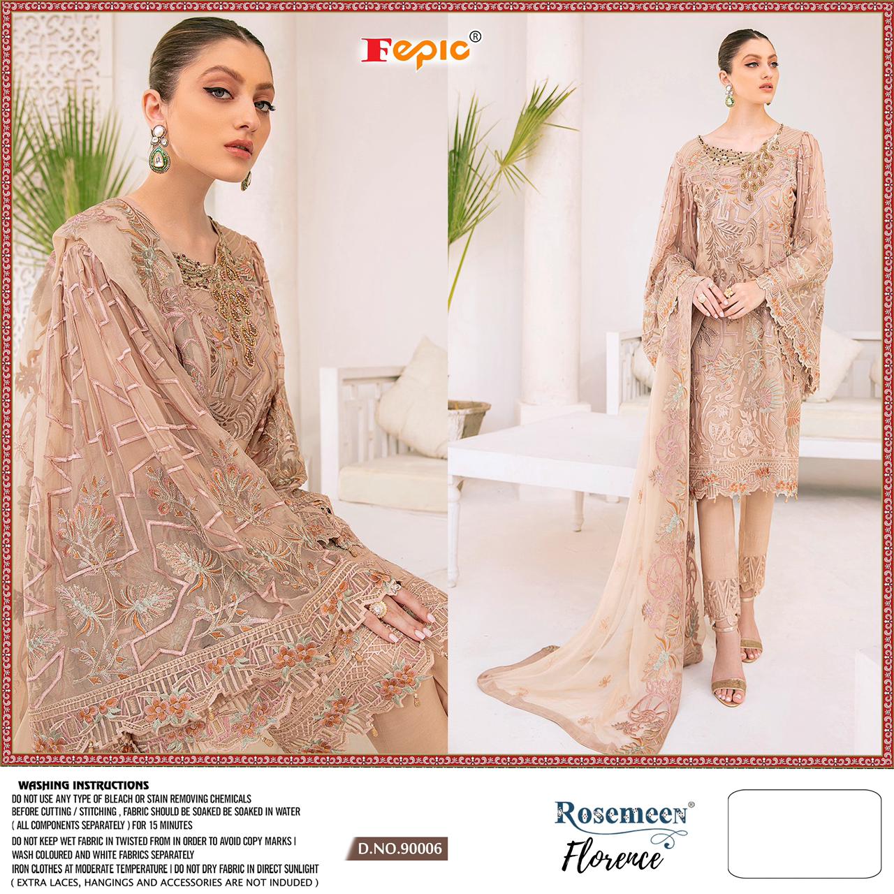 fepic rosemeen florence georgette regal look salwar suit catalog