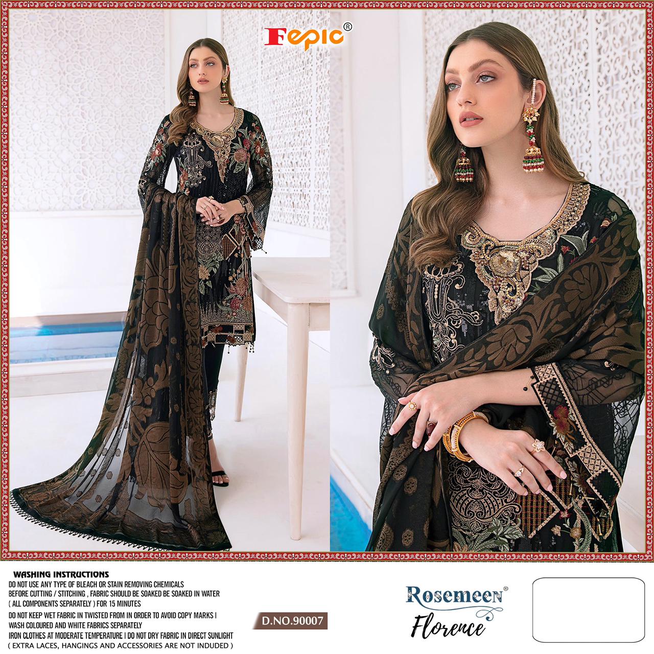 fepic rosemeen florence georgette regal look salwar suit catalog