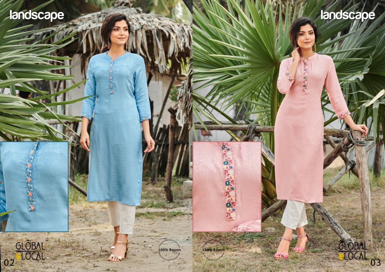 global local landscape rayon catchy look kurti  catalog