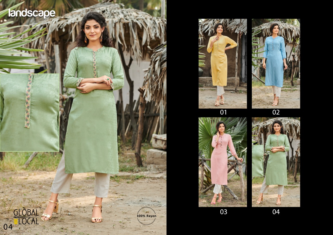 global local landscape rayon catchy look kurti  catalog