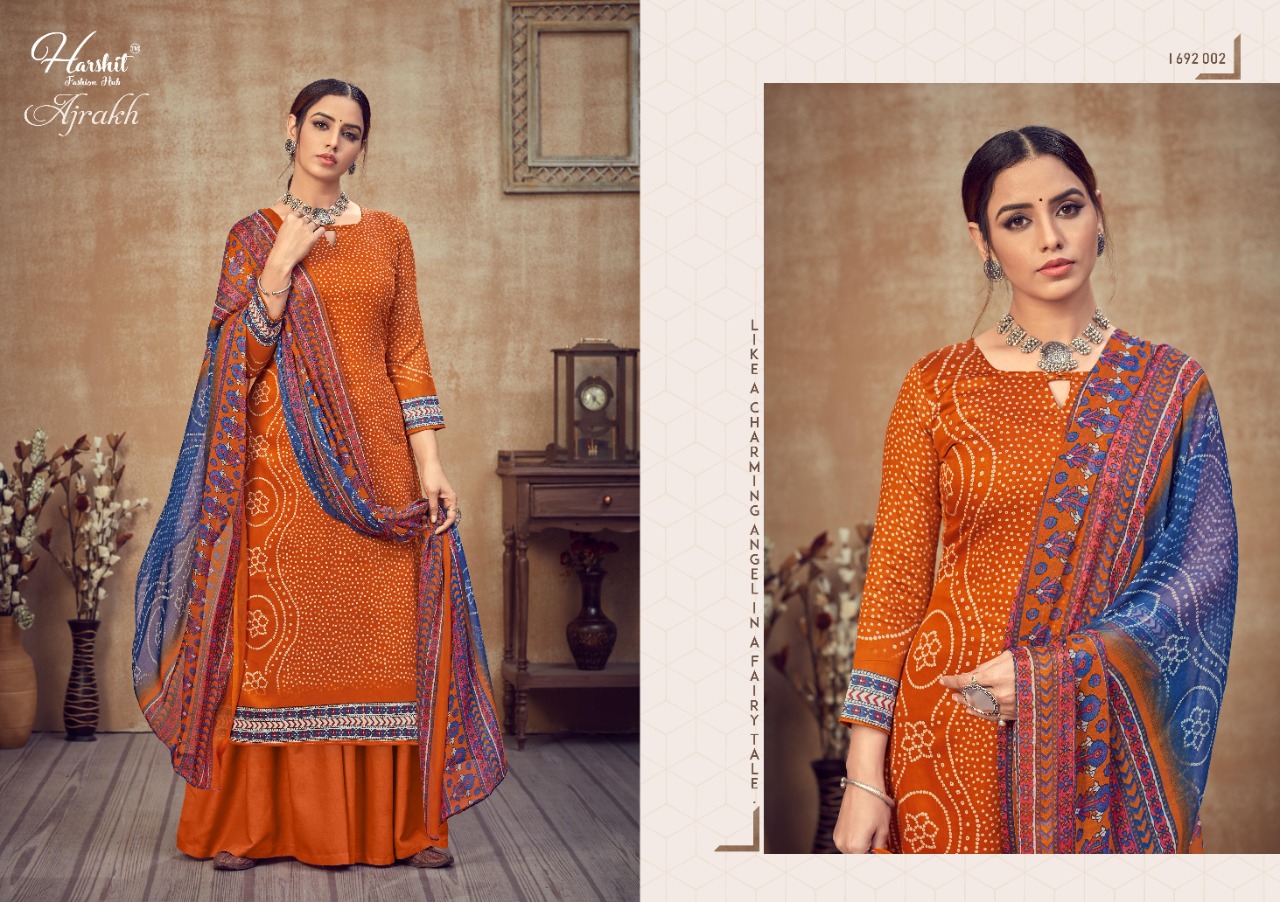 harshit fashion ajrakh pure jam exclusive digital Bandni print salwar suit catalog