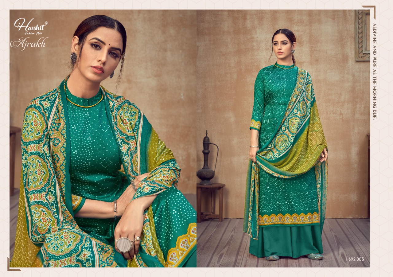 harshit fashion ajrakh pure jam exclusive digital Bandni print salwar suit catalog