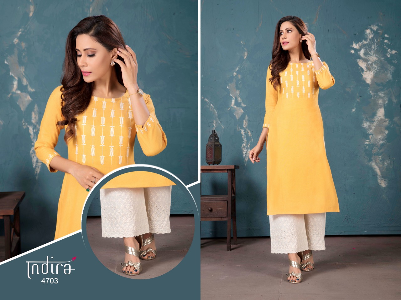 indira apparel gulberg  cotton classic trendy look kurti with bottom catalog