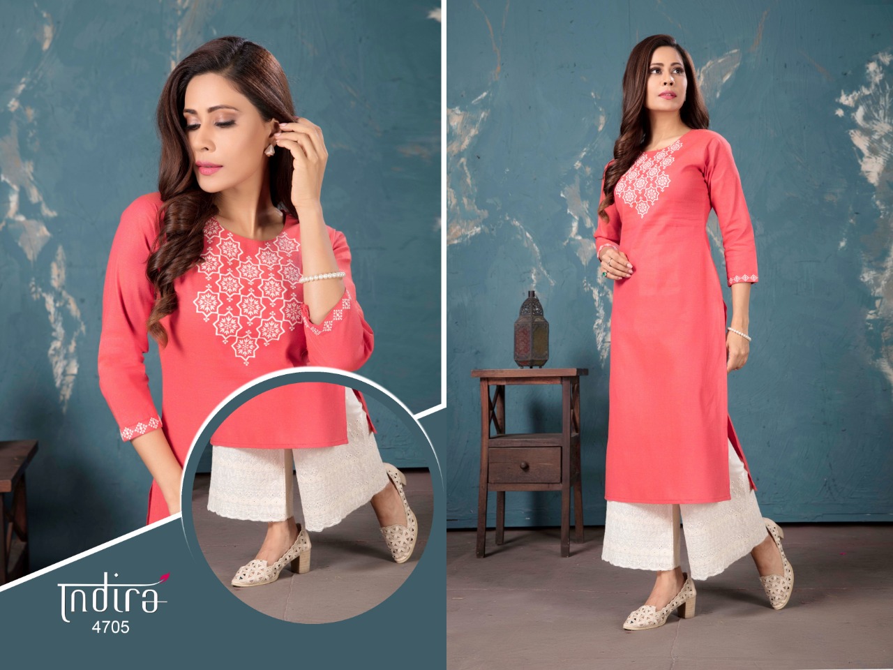 indira apparel gulberg  cotton classic trendy look kurti with bottom catalog