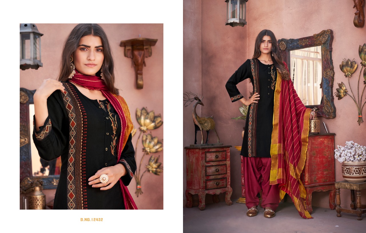 Kalaroop by Kajree Avenue Patiyla rayon innovative style patiyala kurti with dupatta catalog