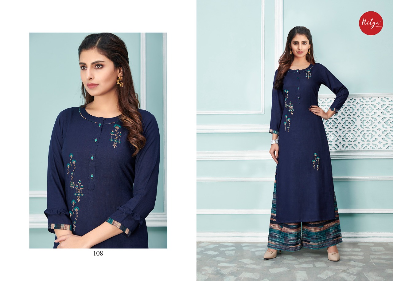 lt nitya glory rayon elegant kurti with bottom catalog