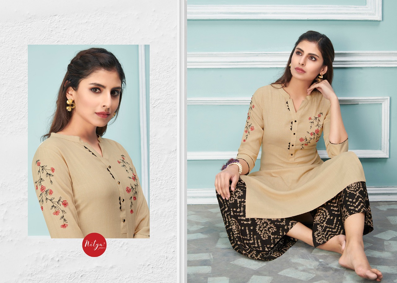 lt nitya glory rayon elegant kurti with bottom catalog