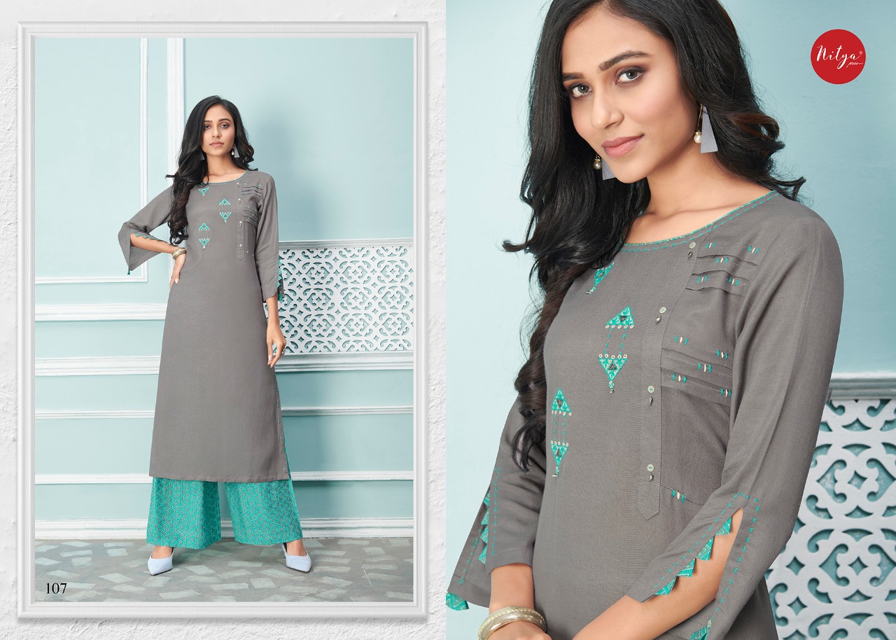 lt nitya glory rayon elegant kurti with bottom catalog