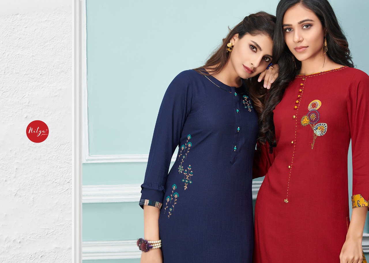 lt nitya glory rayon elegant kurti with bottom catalog